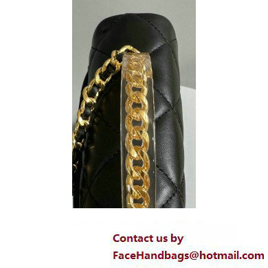 Chanel Lambskin, Resin  &  Gold-Tone Metal Small Flap Bag with Top Handle AS4848 Black 2024